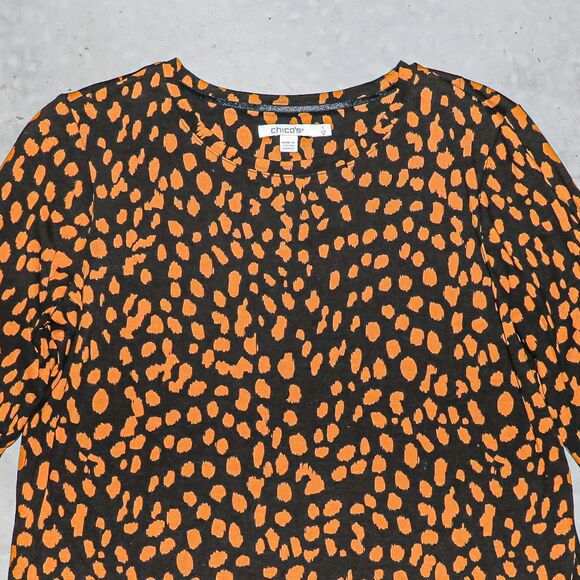 Chicos Cheetah Print Knitted Sweater Casual Chic Formal Evening‎ Top Size Small - Picture 3 of 3